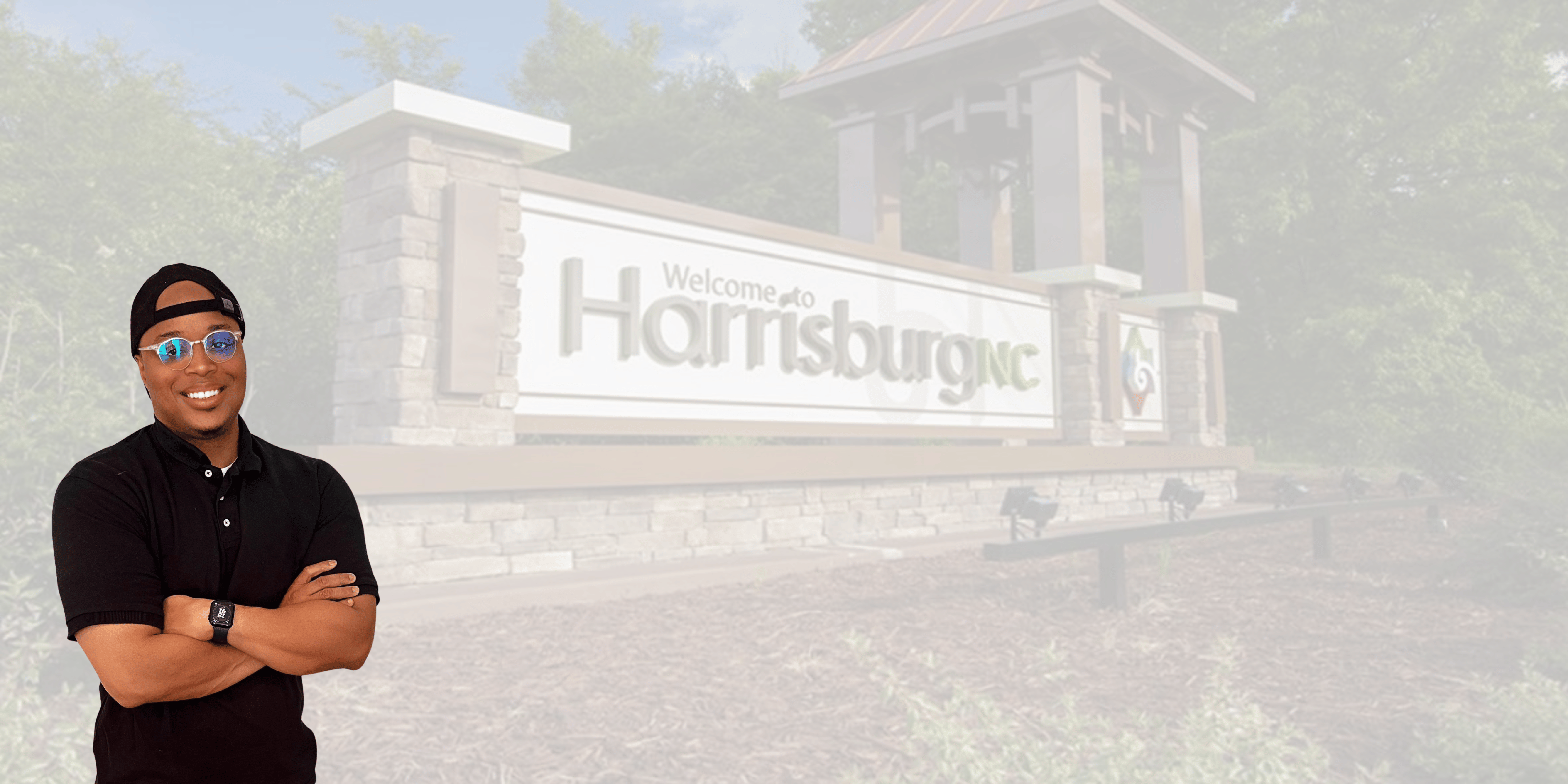 Welcome to Harrisburg, NC | A Thriving Community The ‘Welcome to Harrisburg’ sign in Harrisburg, North Carolina, surrounded by greenery, reflecting the town’s friendly and welcoming atmosphere.