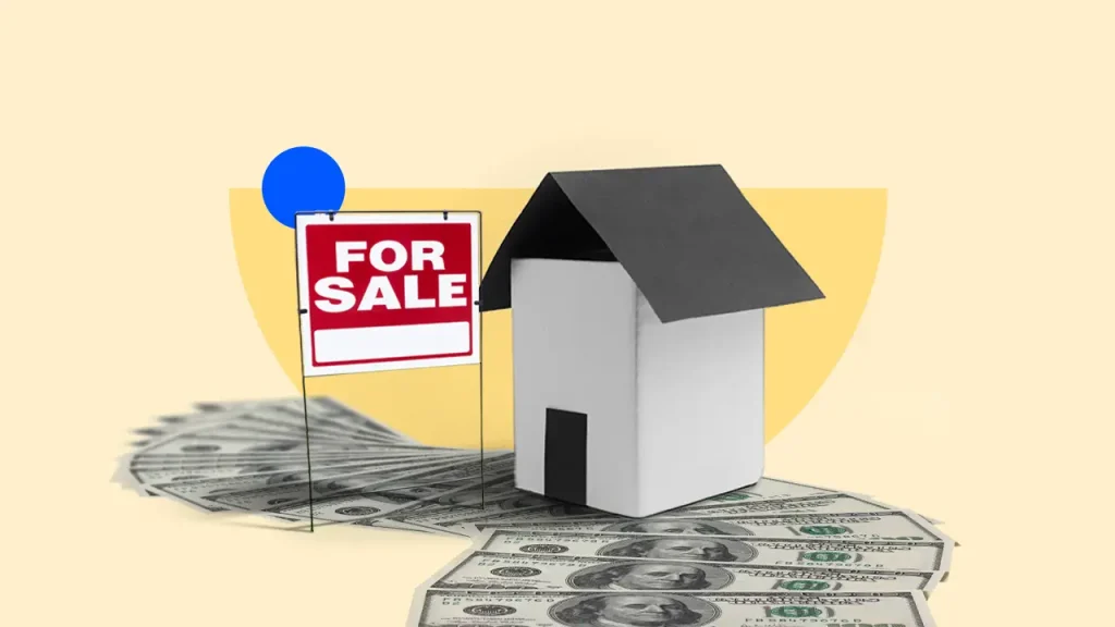 A house with a "For Sale" sign and cash, symbolizing a fast cash sale in Chapel Hill.
