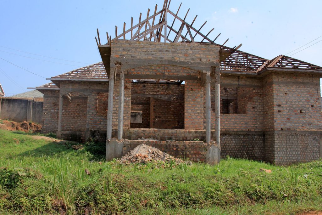 An unfinished house in Gastonia, partially built and awaiting completion.